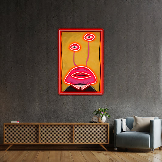 Abstract Pink Alien Wall Artwork Neon Signs