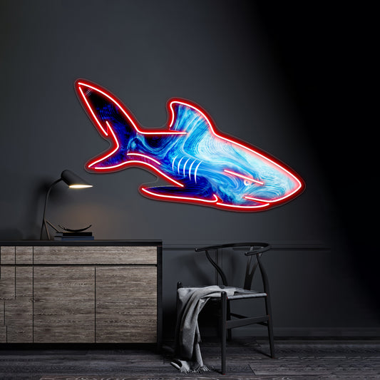 Abstract Shark Wall Artwork Neon Signs