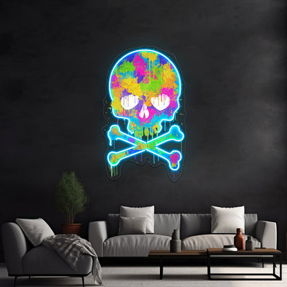 Abstract Trendy Graffiti Watercolor Skull Wall Artwork Neon Signs