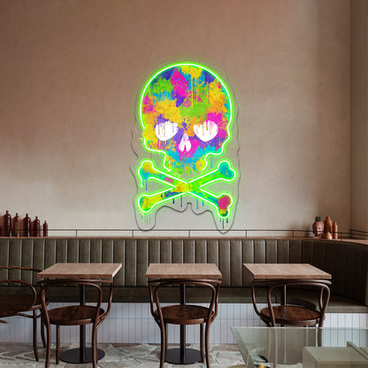 Abstract Trendy Graffiti Watercolor Skull Wall Artwork Neon Signs