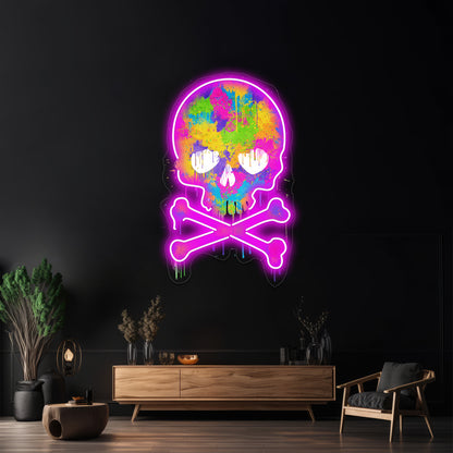 Abstract Trendy Graffiti Watercolor Skull Wall Artwork Neon Signs