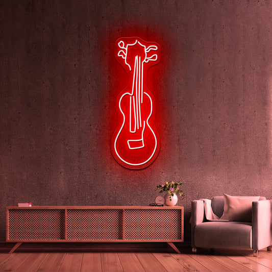 Abstract Ukulele Contour Line Art Wall Artwork Neon Signs