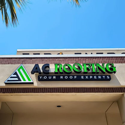 Ac Roofing With Logo 3D Frontlit Letters Metal Led Sign - Shineneon