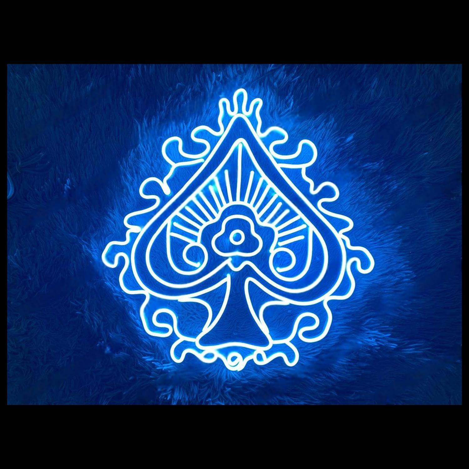 Ace Blue Spade Floral Art Led Neon Sign For Bar Lounge And Themed Decor | Shineneon