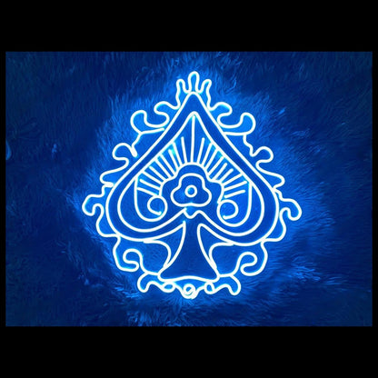 Ace Blue Spade Floral Art Led Neon Sign For Bar Lounge And Themed Decor | Shineneon