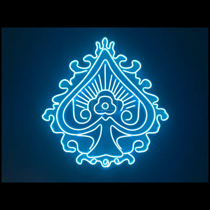 Ace Blue Spade Floral Art Led Neon Sign For Bar Lounge And Themed Decor | Shineneon