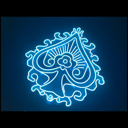 Ace Blue Spade Floral Art Led Neon Sign For Bar Lounge And Themed Decor | Shineneon