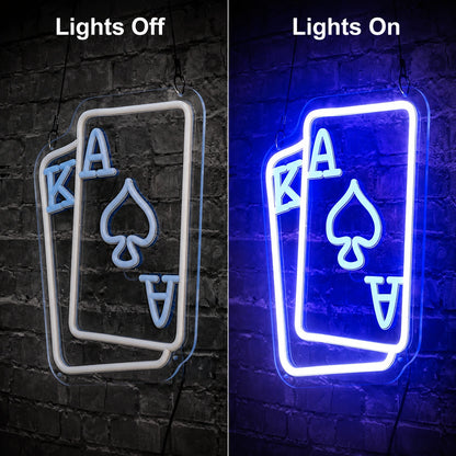 Ace Card Pair Neon Sign LED Neon Sign day and night comparison