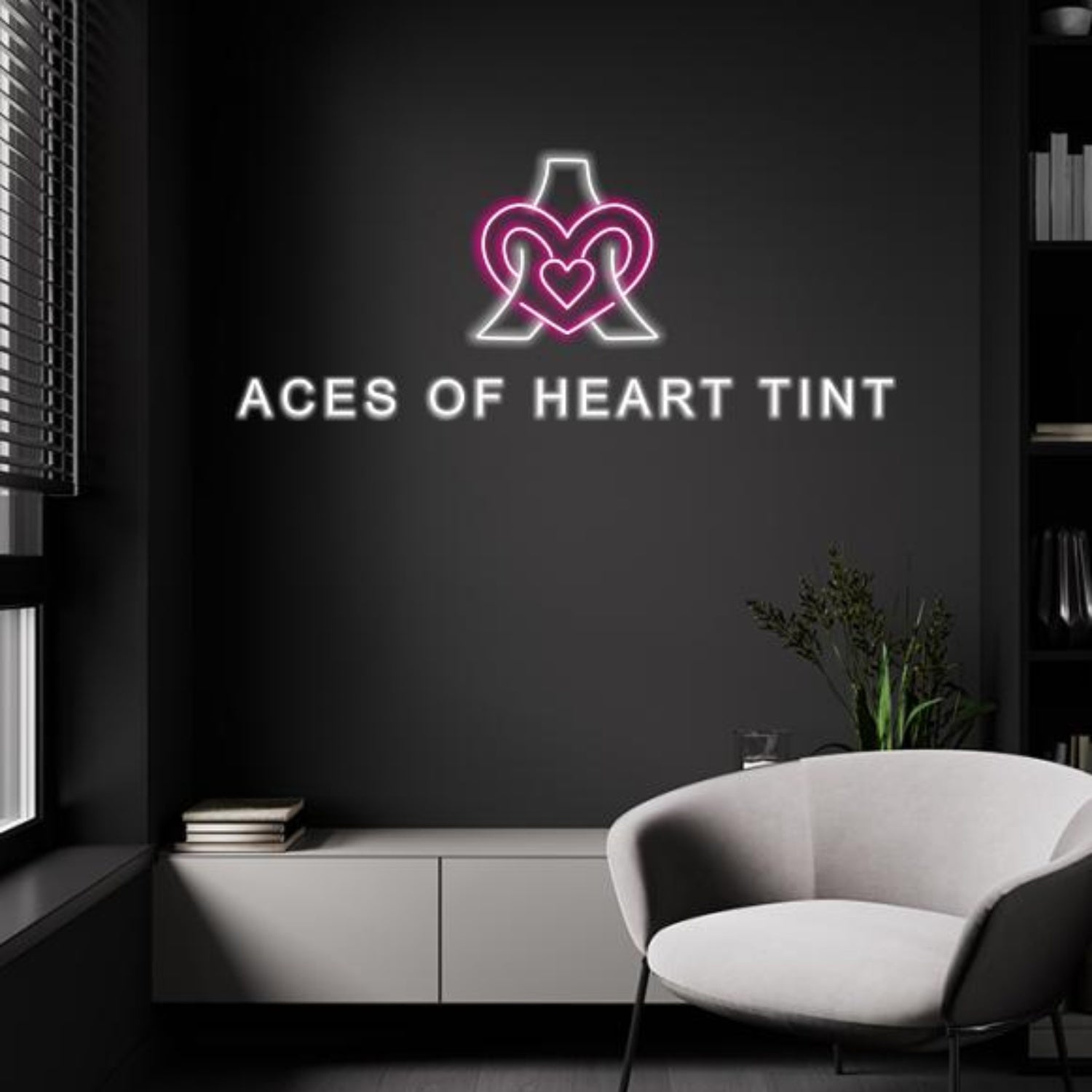 Aces Of Heart Tint Pink-White Led Neon Sign For Indoor Decor | Shineneon