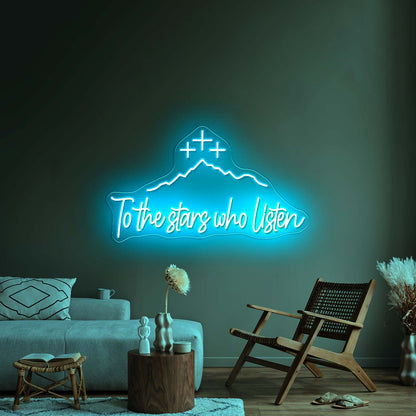 Acotar Night Neon Sign Mountain With Stars Christmas Gift Led Signs - Shineneon
