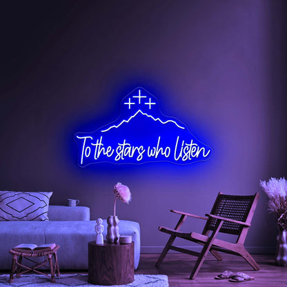 Acotar Night Neon Sign Mountain With Stars Christmas Gift Led Signs - Shineneon