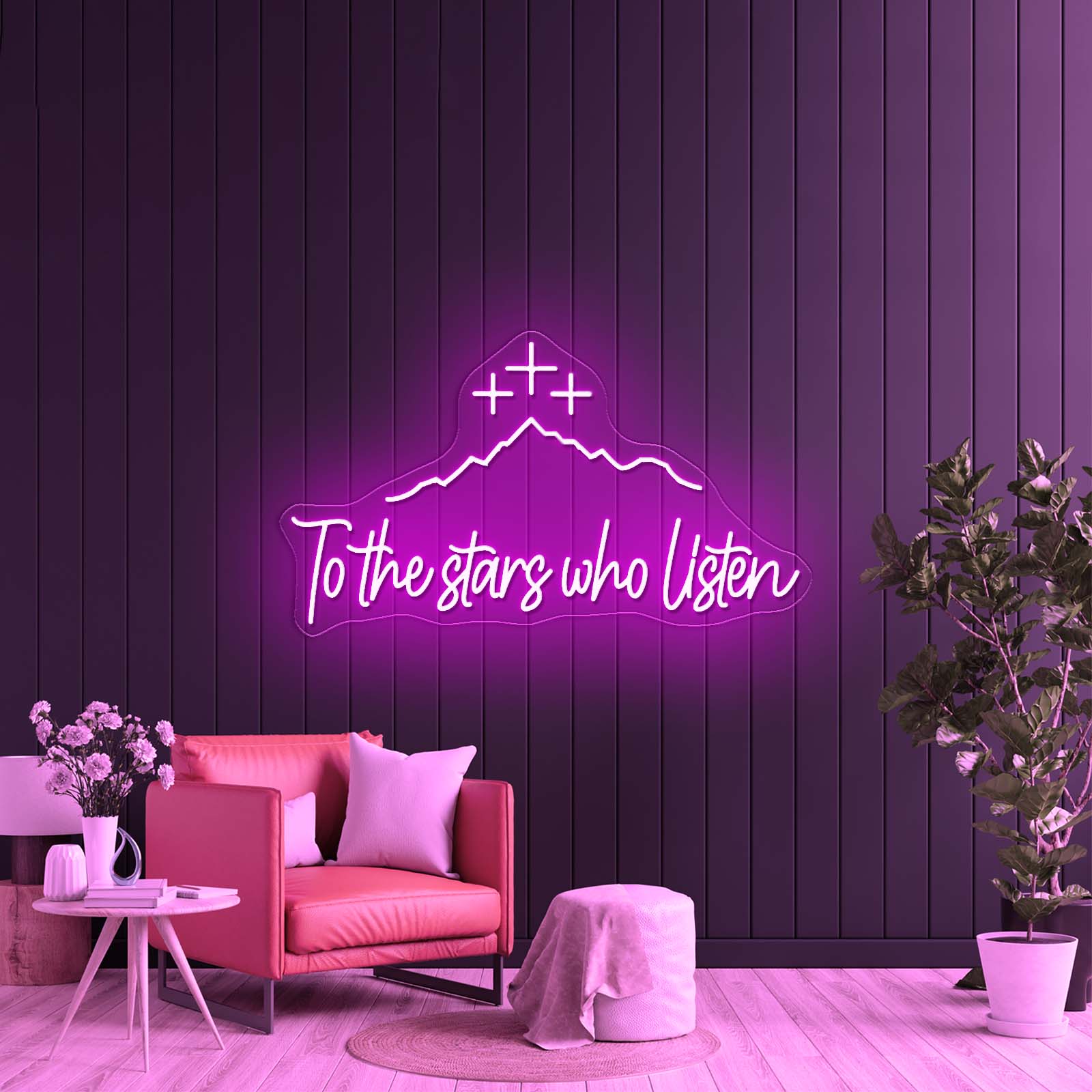 Acotar Night Neon Sign Mountain With Stars Christmas Gift Led Signs - Shineneon