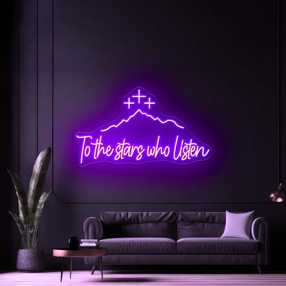 Acotar Night Neon Sign Mountain With Stars Christmas Gift Led Signs