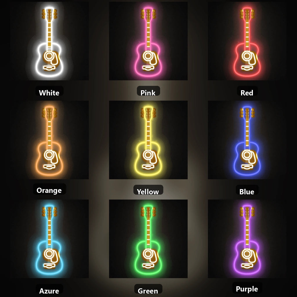Acoustic Guitar Garage Neon Sign Vintage LED Neon Sign color grid