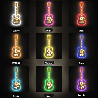 Acoustic Guitar Garage Neon Sign Vintage LED Neon Sign color grid
