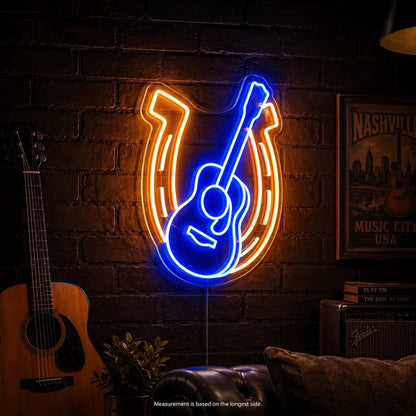 Acoustic Guitar Horseshoe LED Neon Sign - Shineneon