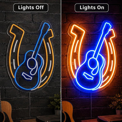 Acoustic Guitar Horseshoe LED Neon Sign - Shineneon