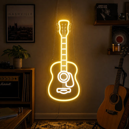 Acoustic Guitar LED Neon Sign size image
