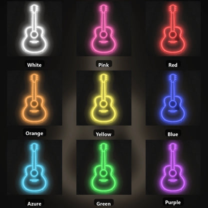 Acoustic Guitar Outline Vintage LED Neon Sign color grid