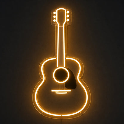 Acoustic Guitar Outline Vintage LED Neon Sign main product image