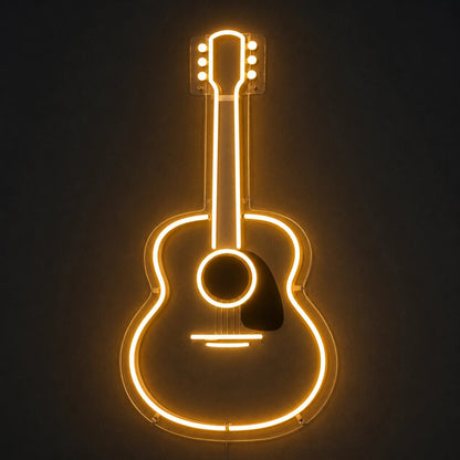 Acoustic Guitar Outline Vintage LED Neon Sign - Shineneon