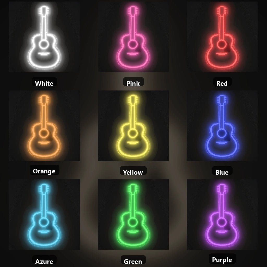 Acoustic Guitar Outline Vintage LED Neon Sign - Shineneon