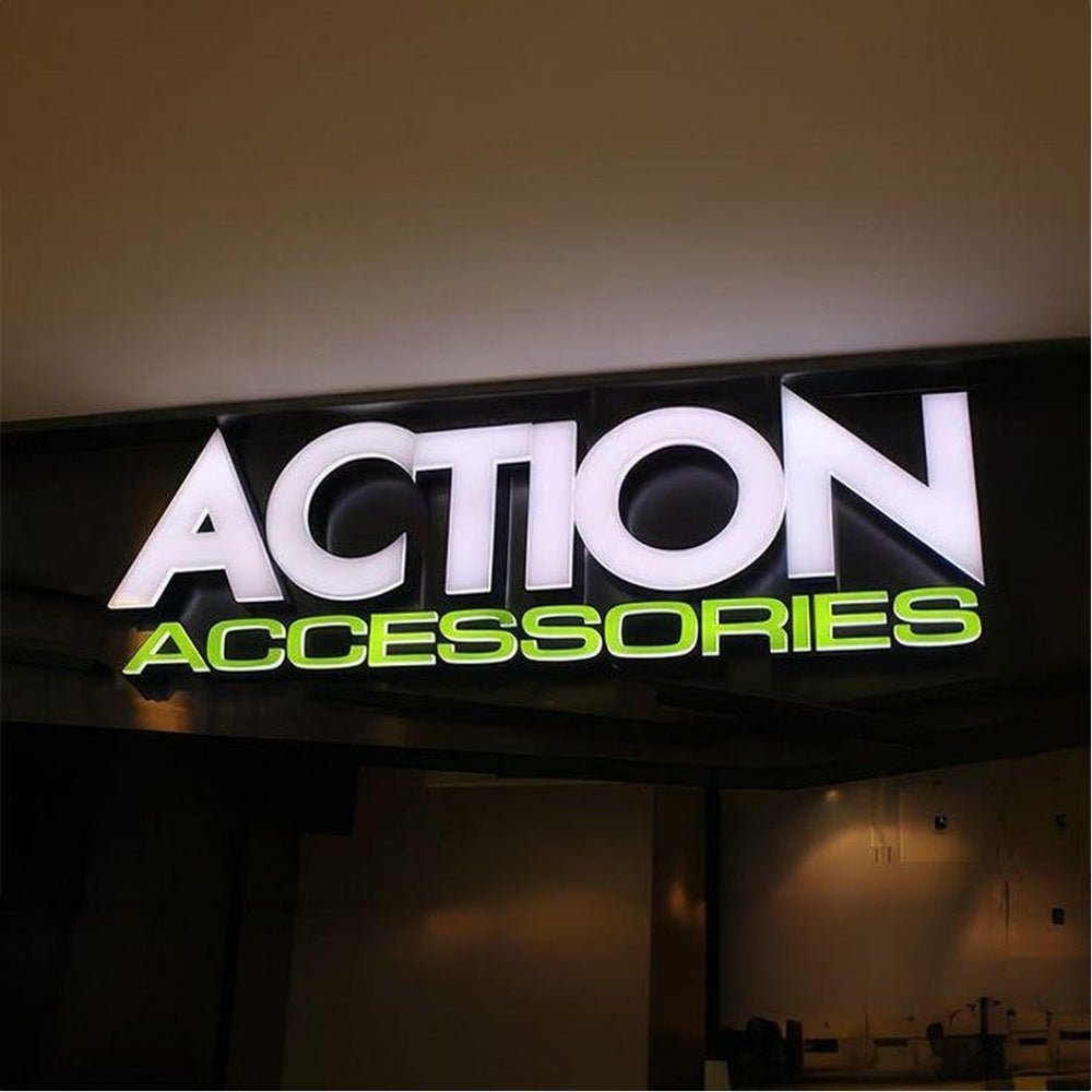Action Accessories 3D Frontlit And Backlit Channel Letter Led Light Sign - Shineneon