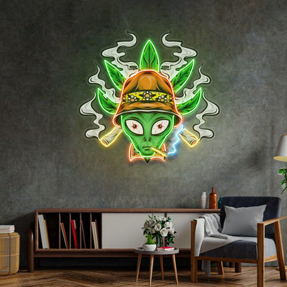 Addict Alien Green Orange Uv Printed Led Neon Sign For Indoor Decor | Shineneon
