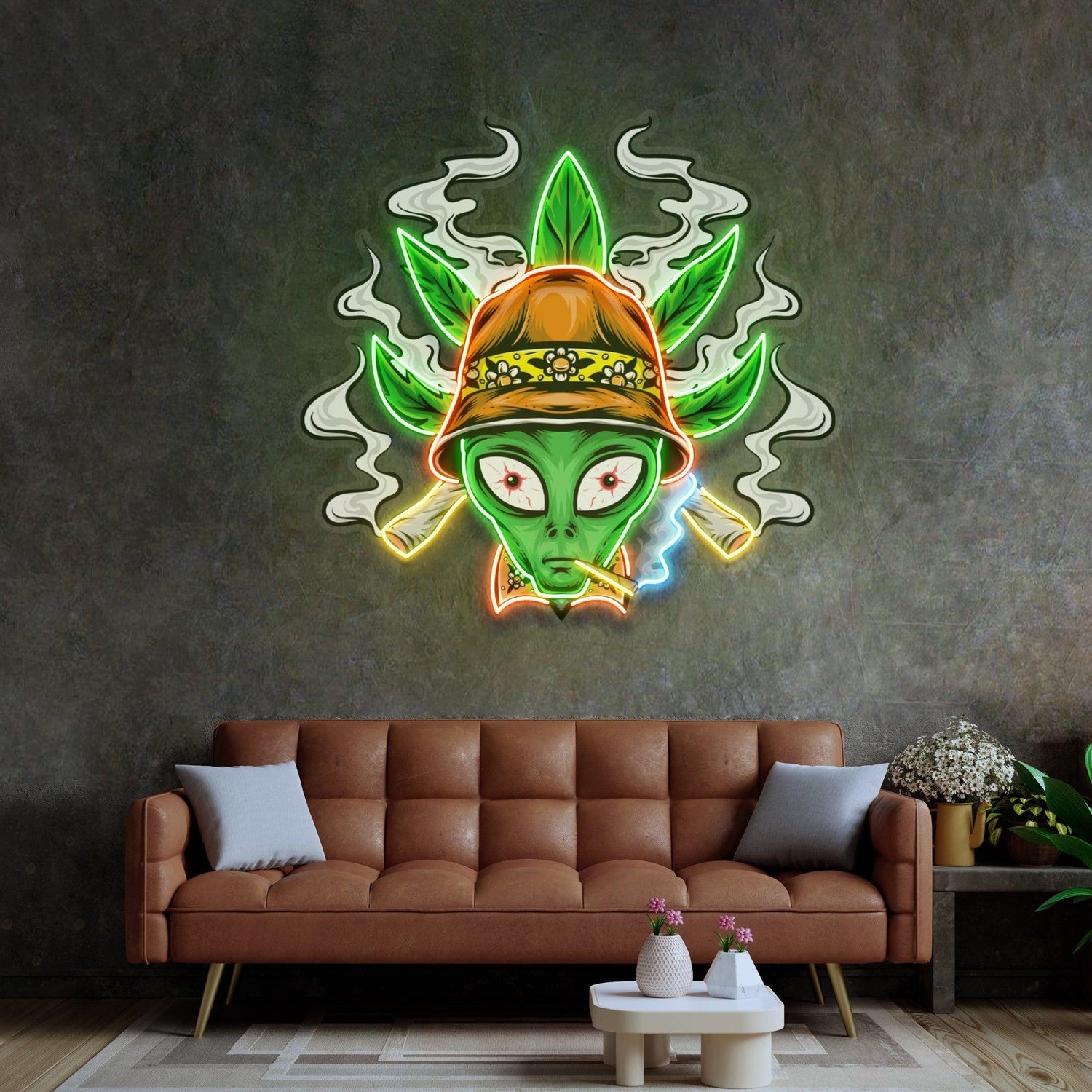 Addict Alien Green Orange Uv Printed Led Neon Sign For Indoor Decor | Shineneon