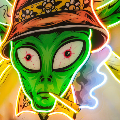Addict Alien Green Orange Uv Printed Led Neon Sign For Indoor Decor | Shineneon