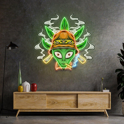 Addict Alien Green Orange Uv Printed Led Neon Sign For Indoor Decor | Shineneon