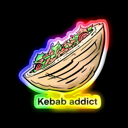 Addict Au Kebab Doner Kebab Fast Food Led Neon Sign For Burger Place Rgb Color