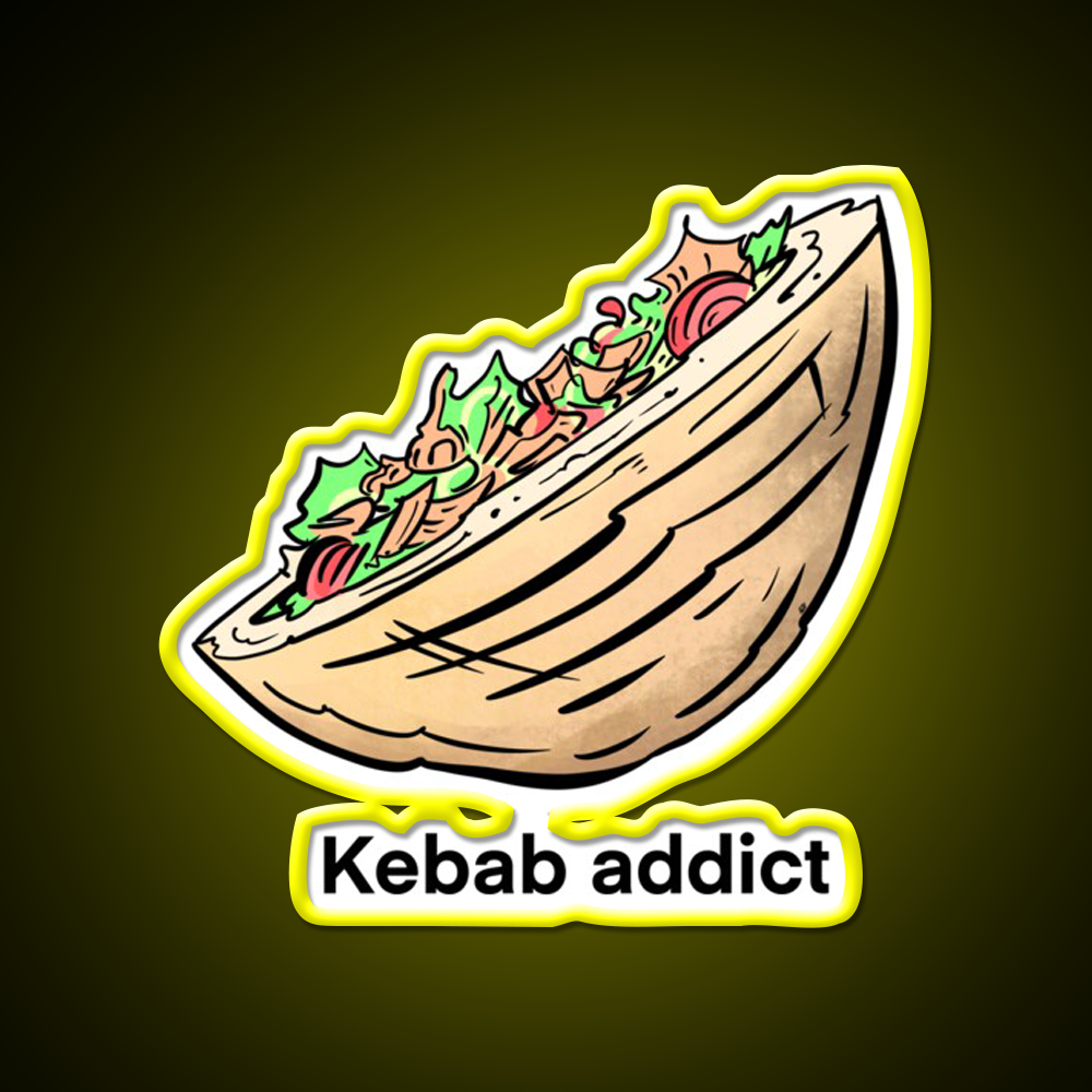 Addict Au Kebab Doner Kebab Fast Food Led Neon Sign For Burger Place Rgb Color