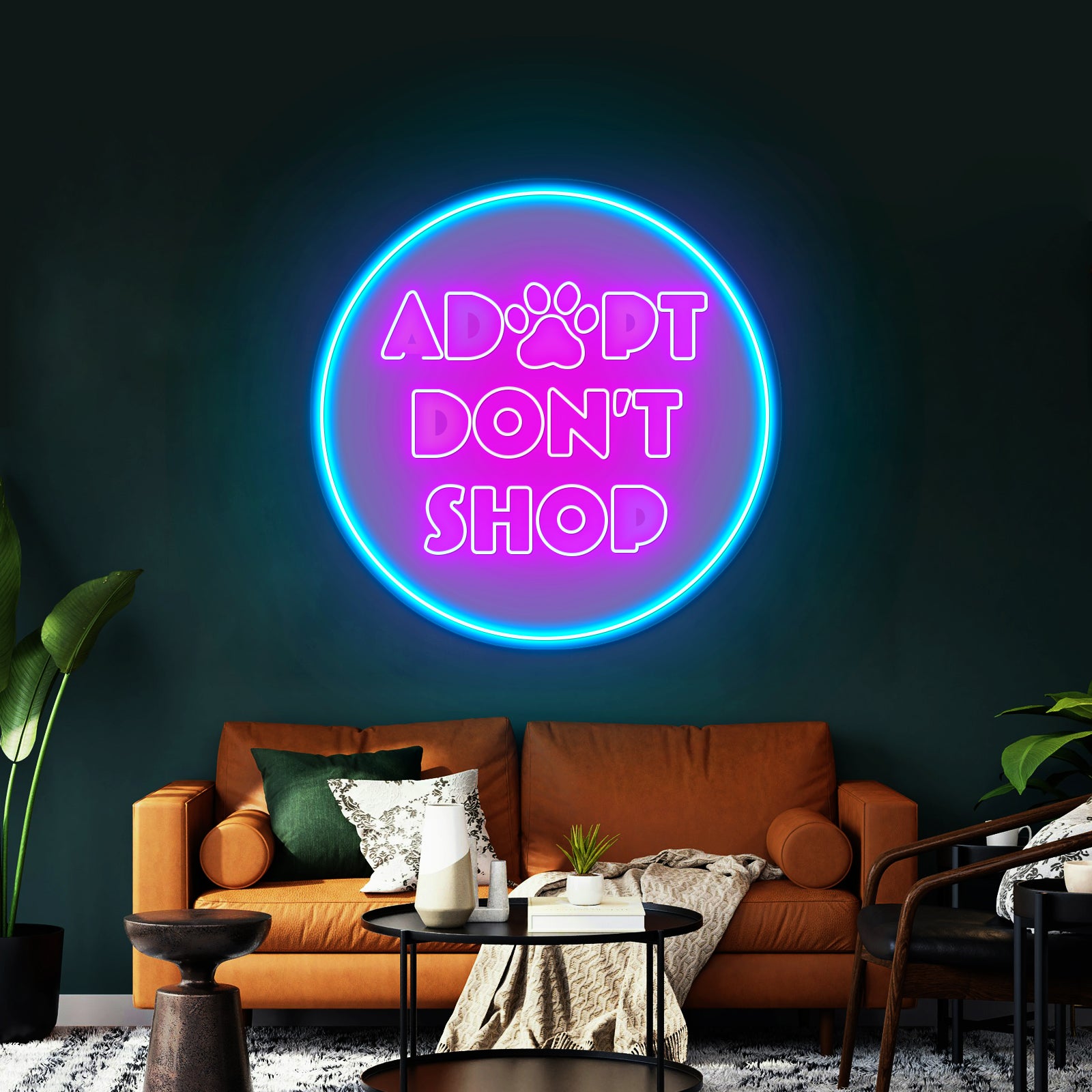 Adopt Dont Shop Multicolor Neon Signs For Inexpensive Custom Neon Signs Artwork