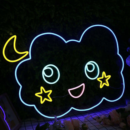 Adorable Cloud With Moon And Stars Led Neon Sign - Shineneon