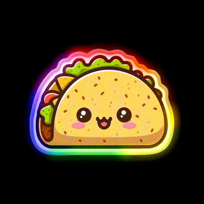 Adorable Kawaii Baby Taco Cute Taco Led Neon Sign Wall Light Rgb Color - LED neon sign close-up detail