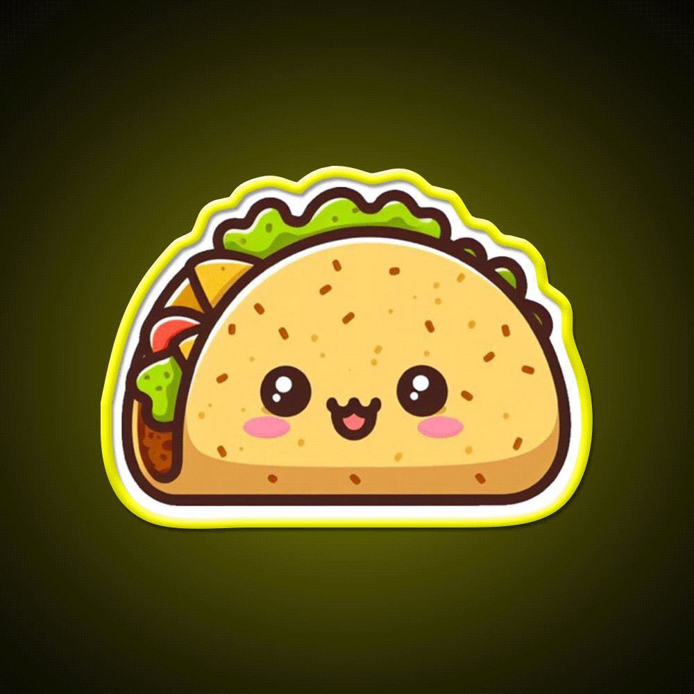 Adorable Kawaii Baby Taco Cute Taco Led Neon Sign Wall Light Rgb Color - Custom LED neon sign front view