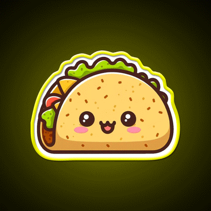 Adorable Kawaii Baby Taco Cute Taco Led Neon Sign Wall Light Rgb Color - Custom LED neon sign front view