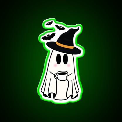 Adorable Witchy Ghost Cafe Led Neon Sign Espresso Bar Art Rgb Color