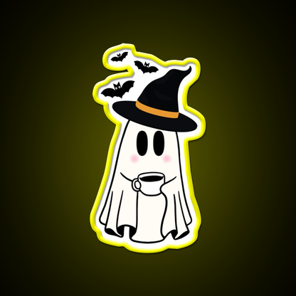 Adorable Witchy Ghost Cafe Led Neon Sign Espresso Bar Art Rgb Color