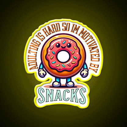 Adulting Is Hard So Im Snacks Snack Food Led Neon Sign Rgb Color - Custom LED neon sign front view
