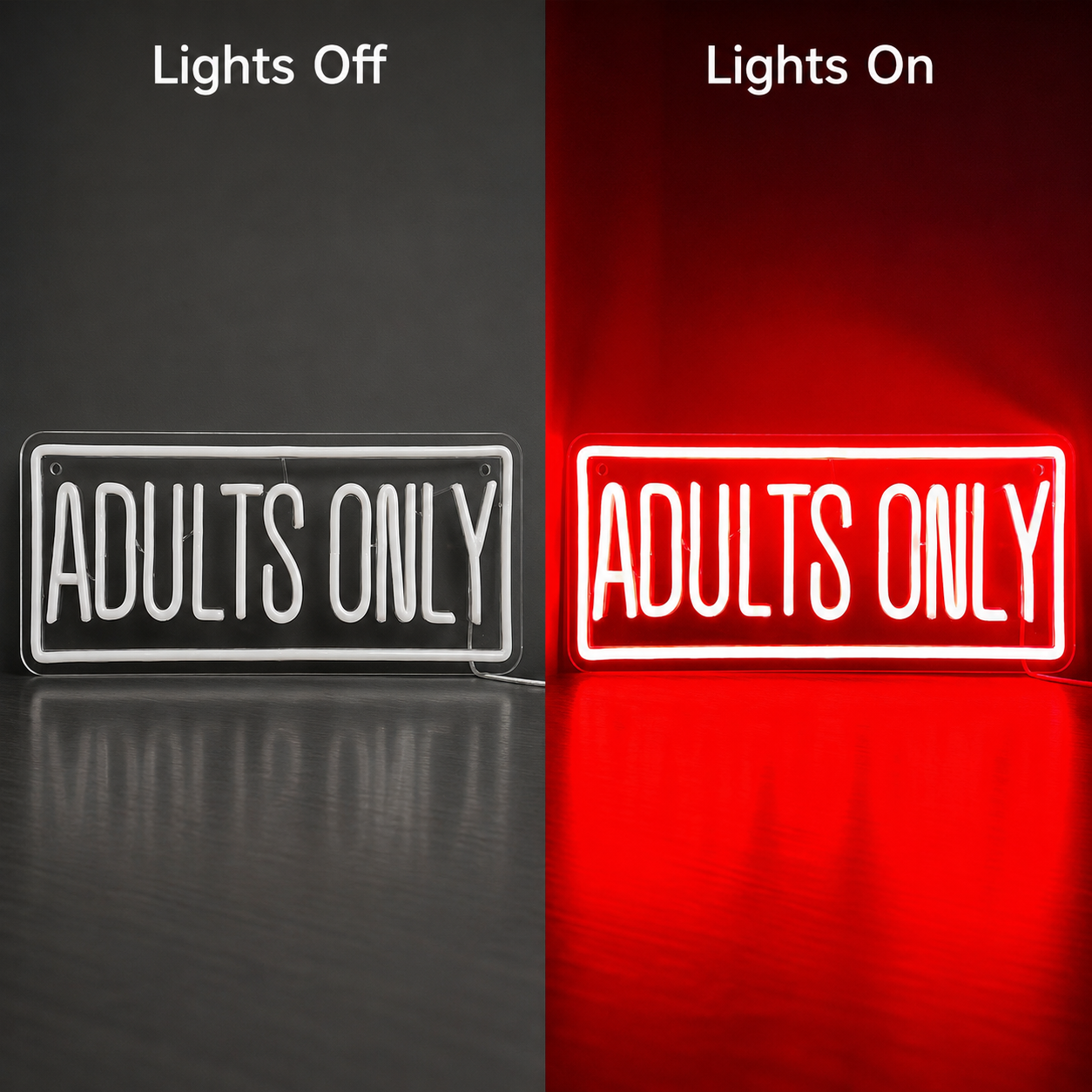 Adults Only LED Neon Sign Wall Neon Sign - 06 Day Night Comparison