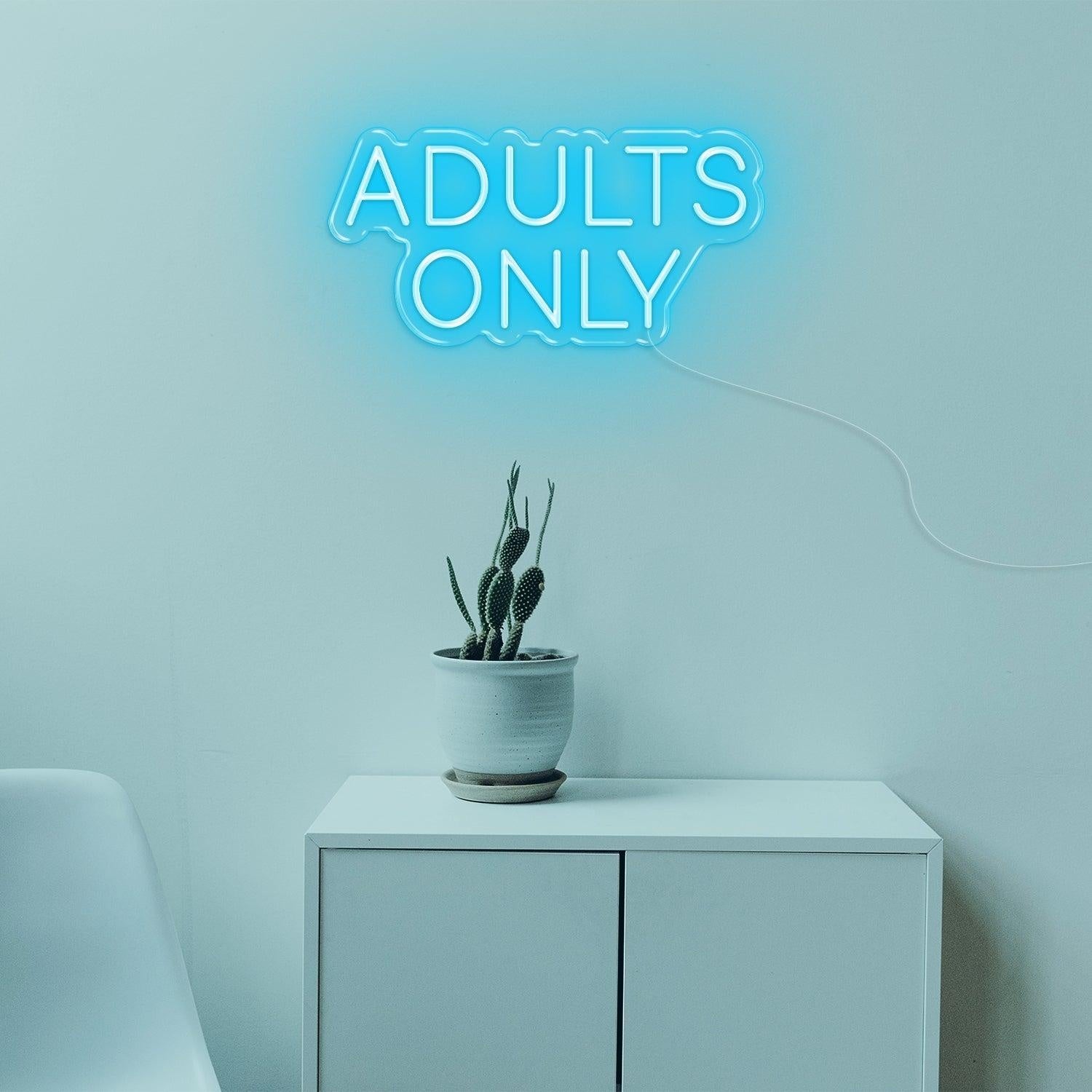 Adults Only Light Blue Text Led Neon Sign For Modern Private Spaces | Shineneon