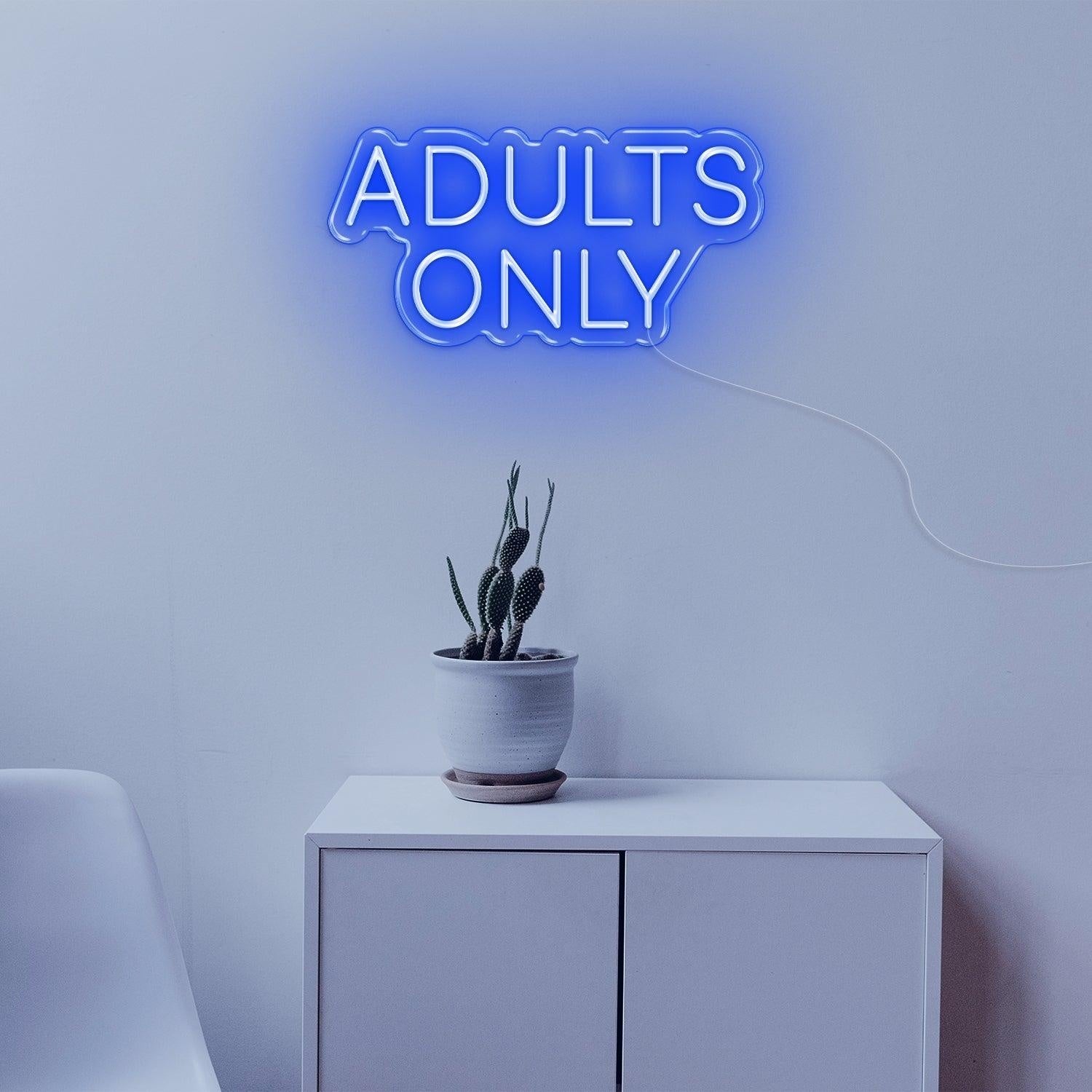 Adults Only Light Blue Text Led Neon Sign For Modern Private Spaces | Shineneon