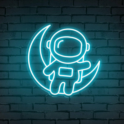 Adventure Astronaut Sitting On The Moon Cute Led Neon Sign - Shineneon