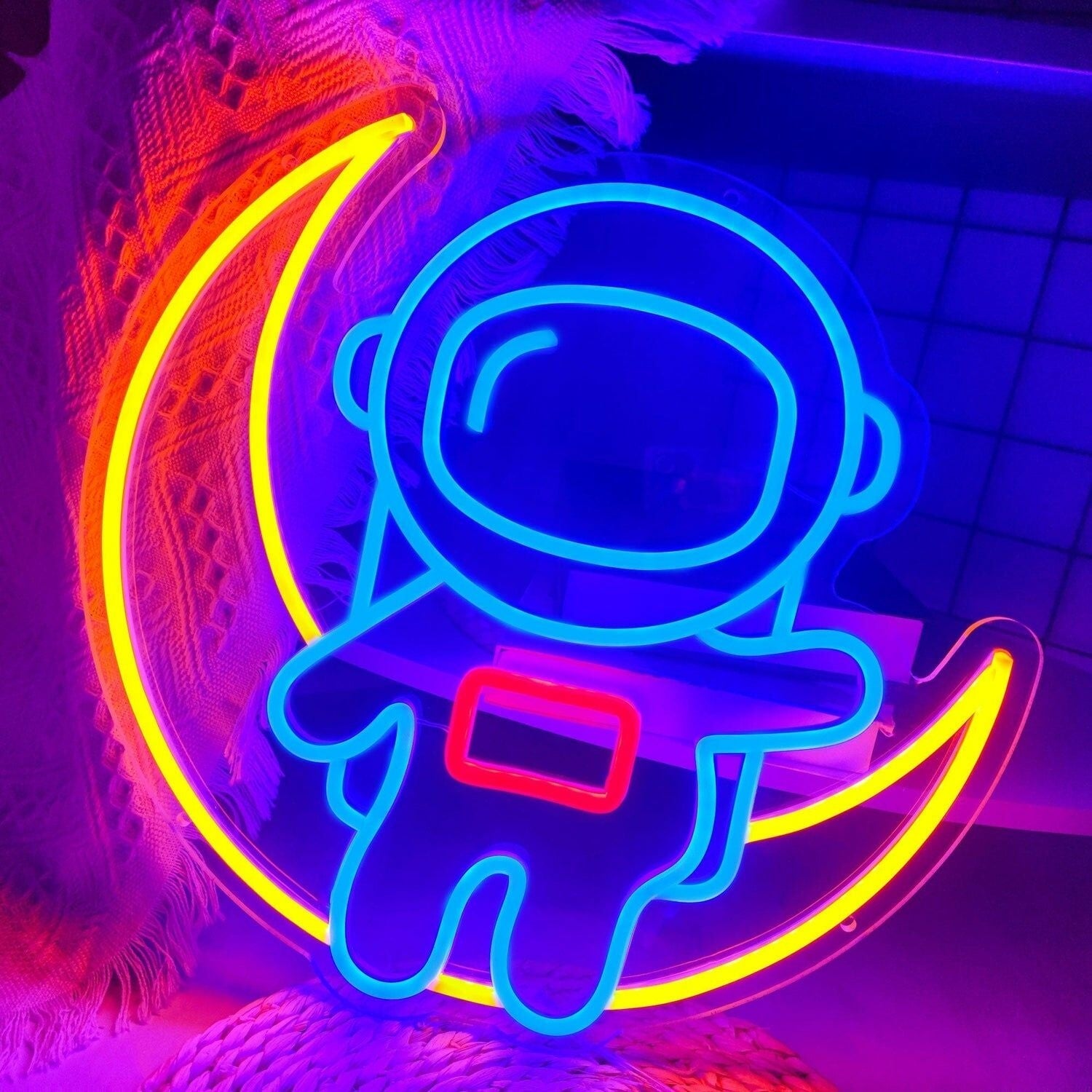Adventure Astronaut Sitting On The Moon Cute Led Neon Sign - Shineneon
