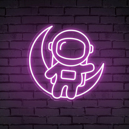 Adventure Astronaut Sitting On The Moon Cute Led Neon Sign - Shineneon