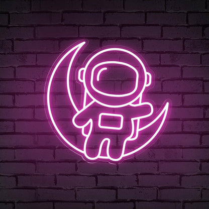 Adventure Astronaut Sitting On The Moon Cute Led Neon Sign - Shineneon
