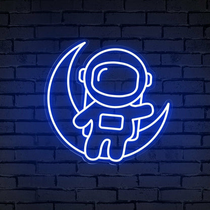 Adventure Astronaut Sitting On The Moon Cute Led Neon Sign - Shineneon