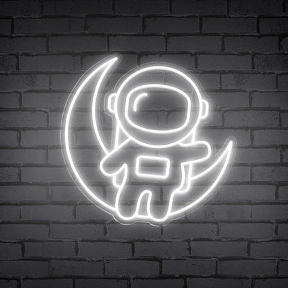 Adventure Astronaut Sitting On The Moon Cute Led Neon Sign - Shineneon